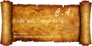 Czégé András névjegykártya